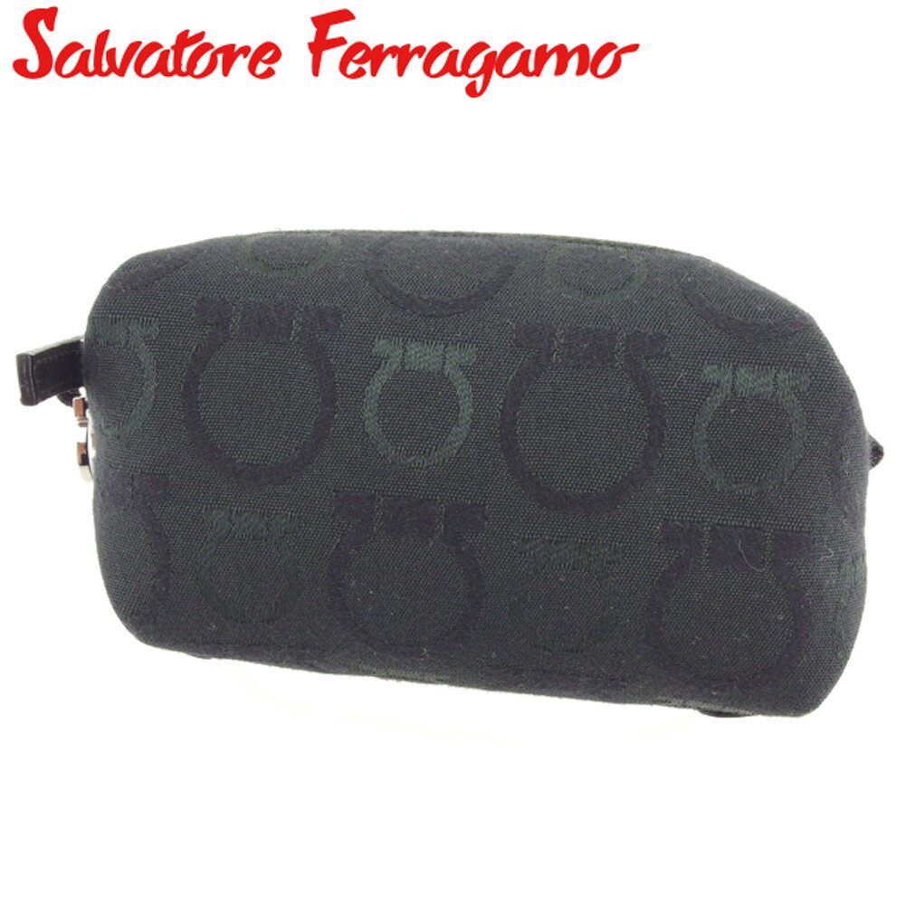 【スプリングセール30％OFF】サルヴァトーレ フェラガモ Salvatore Ferragamo ポーチ 化粧ポーチ レディース メンズ ブラック シルバー..