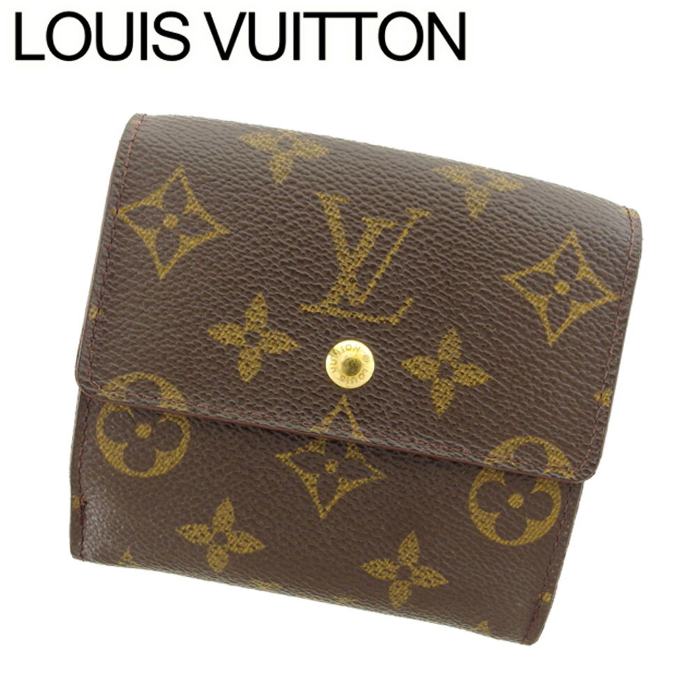 【中古】 ルイ ヴィトン Louis Vuitton Wホック 財布 三つ折り レディース メンズ ポルトモネビエカルトクレディ モノグラム ブラウン ベージュ ゴールド モノグラムキャンバス 人気 セール T8368