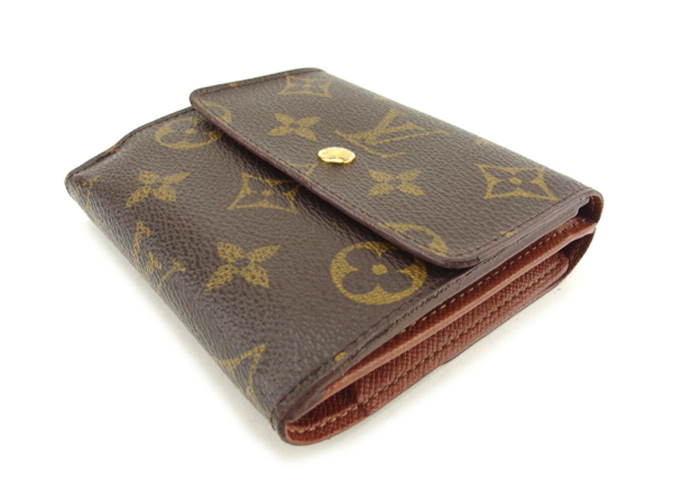 【中古】 ルイ ヴィトン Louis Vuitton Wホック 財布 三つ折り レディース メンズ ポルトモネビエカルトクレディ モノグラム ブラウン ベージュ ゴールド モノグラムキャンバス 人気 セール T8368