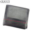 【春の大感謝祭 30％OFF】グッチ 二つ折り 財布 コンパクト ブラック レザー GUCCI 【グッチ】 t8432s 【中古】