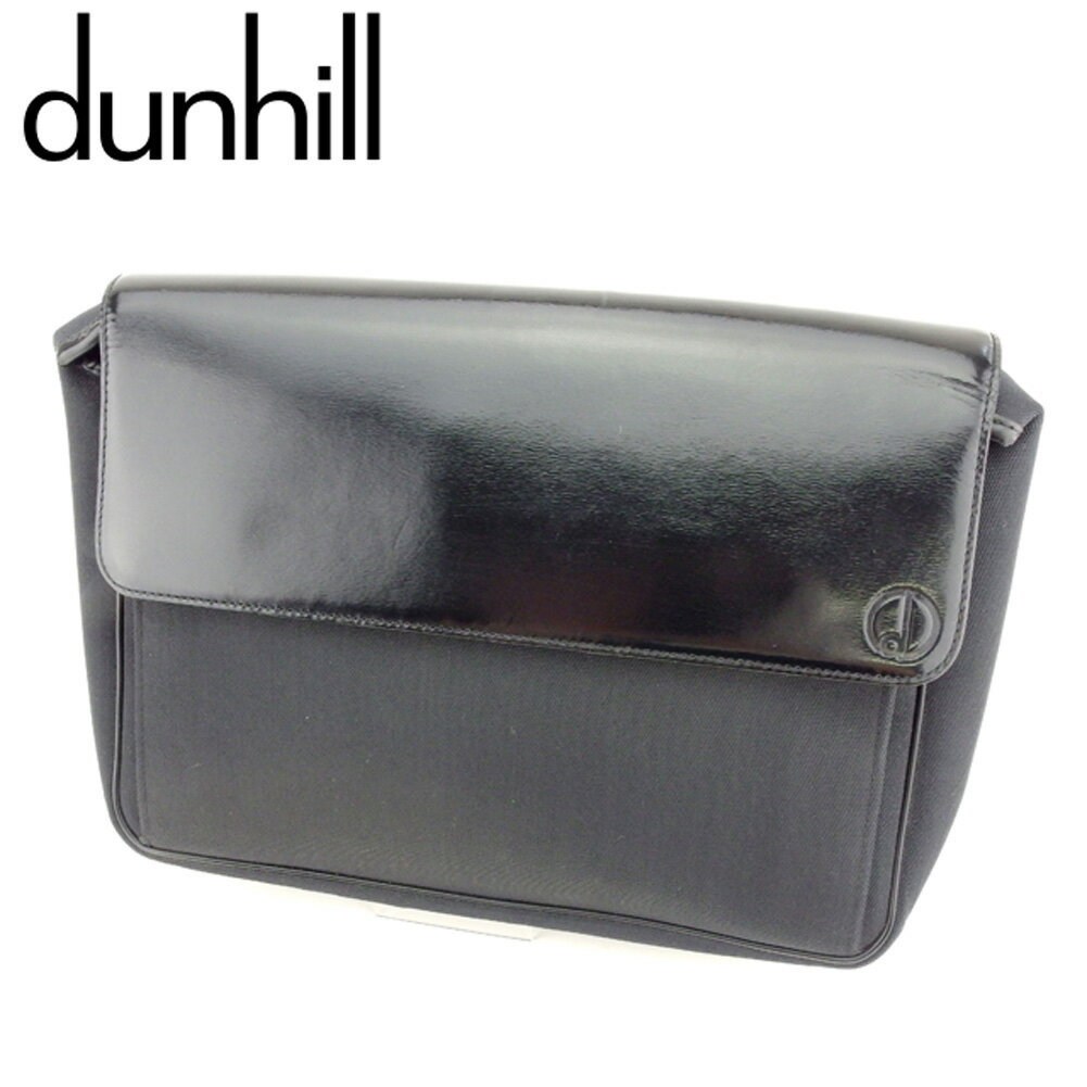 【スプリングセール30％OFF】ダンヒル クラッチバッグ バック セカンドバッグ バック dマーク ブラック キャンバス×レザー dunhill 【ダンヒル】 c3277s 【中古】