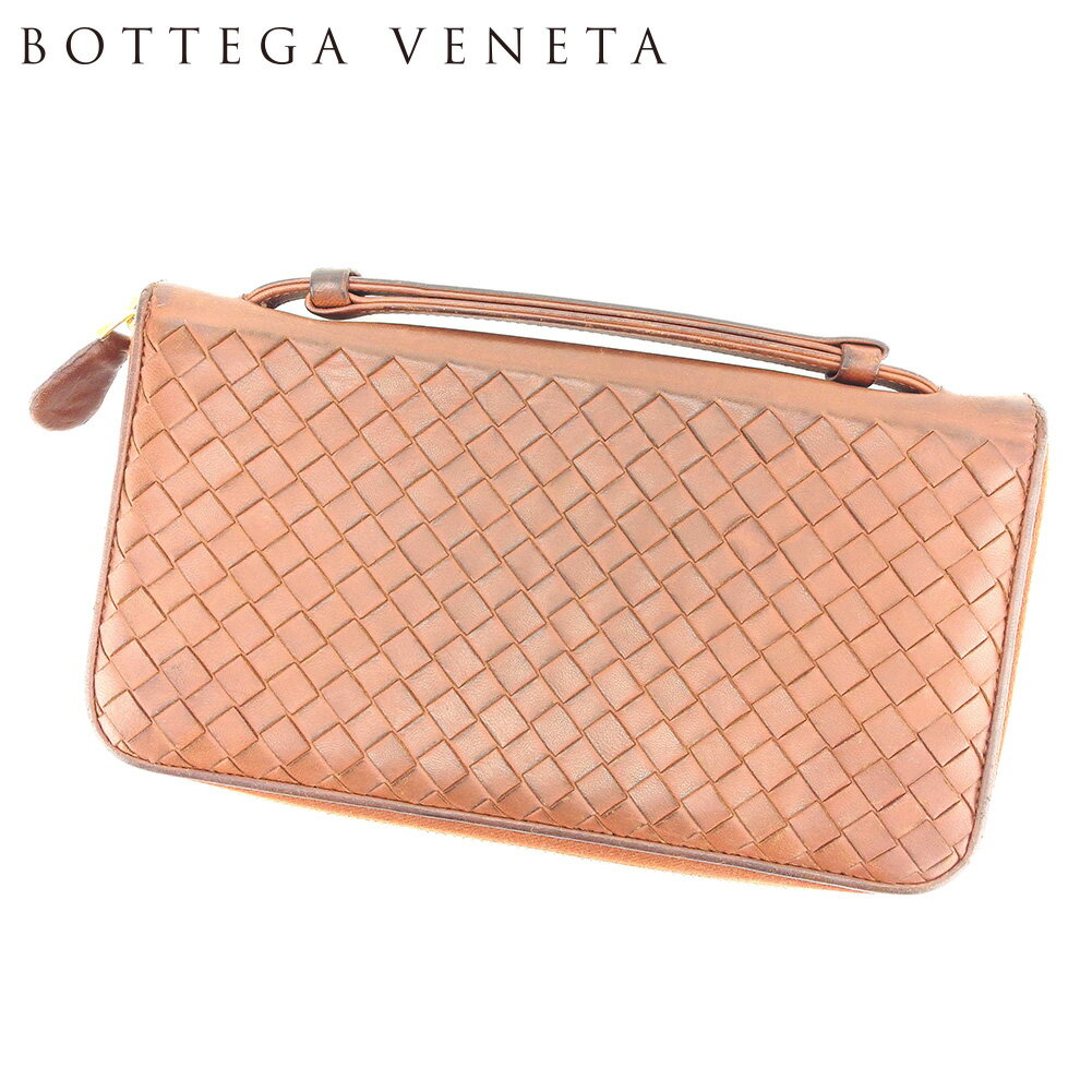 【スプリングセール30％OFF】ボッテガ ヴェネタ 長財布 ラウンドファスナー イントレチャート ブラウン レザー BOTTEGA VENETA 【ボッテガ・ヴェネタ】 c3463s 【中古】