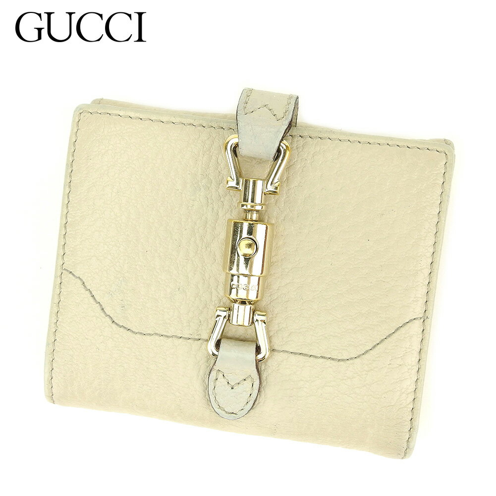 【スプリングセール30％OFF】グッチ Wホック財布 二つ折り 財布 ビット金具 ベージュ レザー GUCCI 【グッチ】 c3466s 【中古】