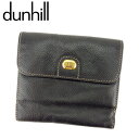 ダンヒル Wホック 財布 二つ折り ロゴプレート ブラック ゴールド レザー dunhill 【ダンヒル】 d1898s 【中古】