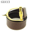 【スプリングセール】グッチ GUCCI ベルト トップ式 レディース メンズ オールドグッチ ブラウン ゴールド レザー×ゴールドメッキ 【グッチ】 E1254...