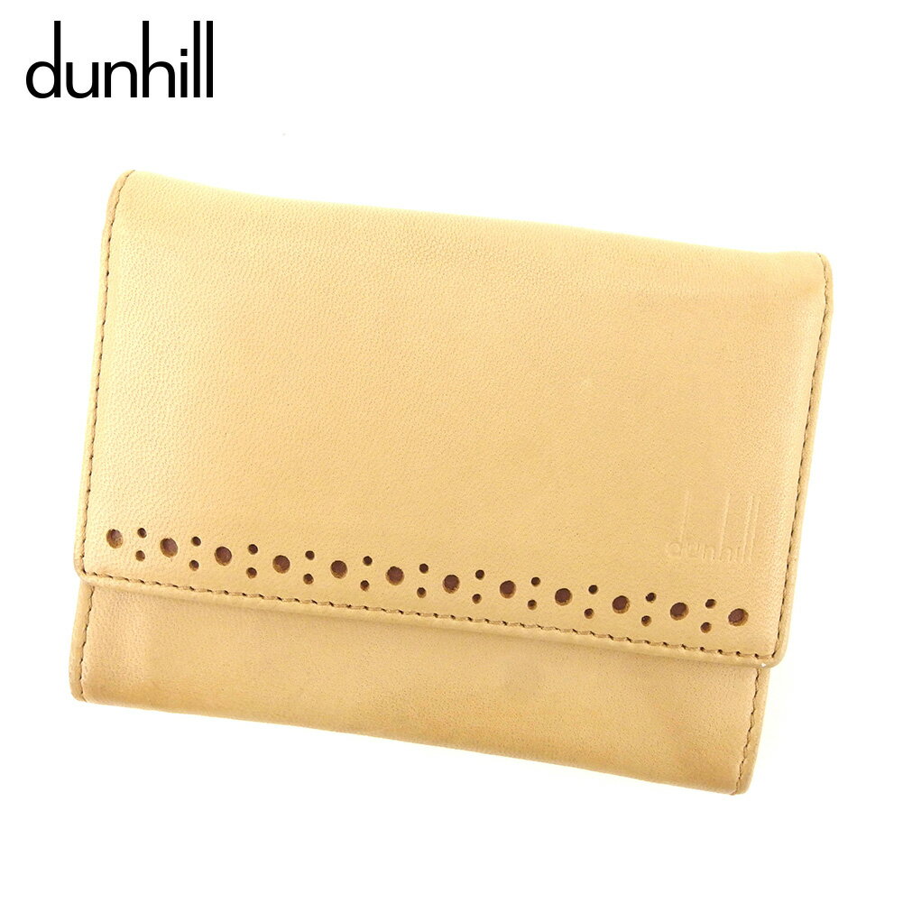 【スプリングセール30％OFF】ダンヒル dunhill カードケース カード 名刺入れ レディース メンズ ベージュ ブラウン レザー 【ダンヒル】 E1264 【中古】