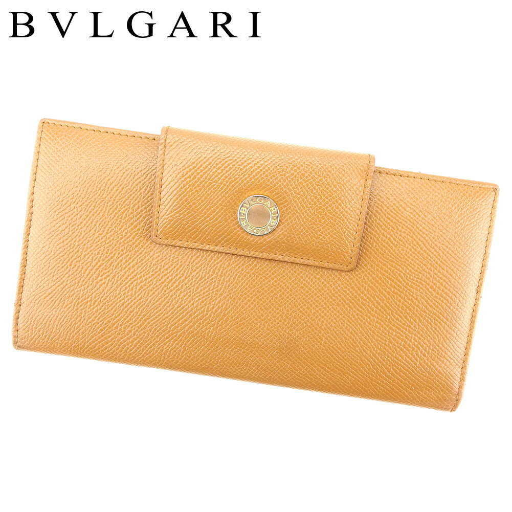 【スプリングセール30％OFF】ブルガリ 長財布 Wホック 財布 ロゴボタン ブラウン ゴールド レザー BVLGARI 長サイフ サイフ 収納ブランド財布 ユニセックス 小物 【ブルガリ】 T7758 【中古】