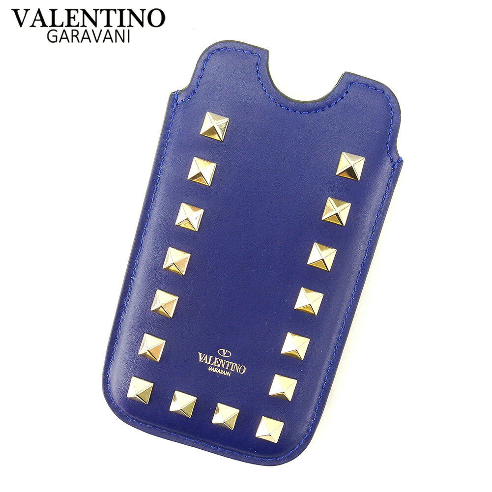 【スプリングセール30％OFF】ヴァレンティノ ガラヴァーニ VALENTINO GARAVANI iPhoneケース スマホケース 携帯ケース レディース メンズ ネイビー ゴールド レザー 【ヴァレンティノ ガラヴァーニ】 T7767 【中古】