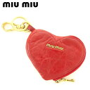 【春の大感謝祭 30％OFF】ミュウミュウ miu miu コインケース ケース 小銭入れ キーケース レディース ストーン&スタッズ付き レッド ゴールド シルバー レザー 【ミュウミュウ】 T7783 【中古】