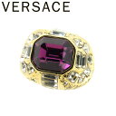 【春の大感謝祭 30％OFF】ジャンニ ヴェルサーチ GIANNI VERSACE 指輪 リング アクセサリー レディース メンズ ♯14~15号 ゴールド パープル ゴールド金具×ラインストーン 【ジャンニ ヴェルサーチ】 T7987 【中古】