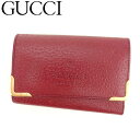【スプリングセール】グッチ キーケース 6連キーケース 角プレート レッド ゴールド レザー GUCCI 【グッチ】 t8016s 【中古】