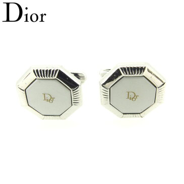 【中古】 ディオール Dior カフス カフリンクス レディース メンズ スウィヴル式 8角形 シルバー ゴールド シルバー金具 人気 良品 T8044 .