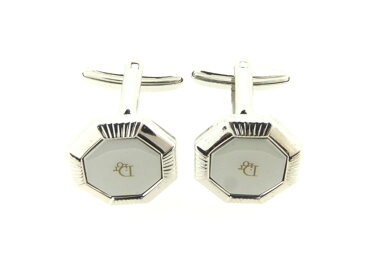 【中古】 ディオール Dior カフス カフリンクス レディース メンズ スウィヴル式 8角形 シルバー ゴールド シルバー金具 人気 良品 T8044 .
