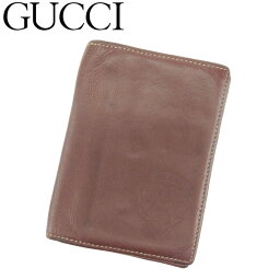 【春の大感謝祭 30％OFF】グッチ カードケース カード 名刺入れ クレストディティール ブラウン レザー GUCCI 【グッチ】 t8105s 【中古】