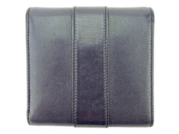 【送料無料】 【残り1点】 【中古】 カルティエ 三つ折り 財布 トリニティ ブラック シルバー ゴールド系 レザー Cartier 【カルティエ】 T5486