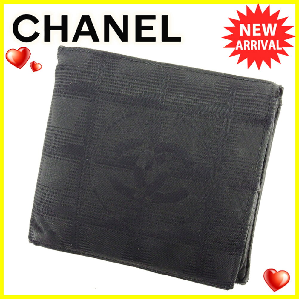 【スプリングセール30％OFF】シャネル 二つ折り 財布 ニュートラベルライン ブラック キャンバス×レザー CHANEL 【シャネル】 t6161s 【中古】