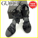 【春の大感謝祭 30％OFF】グッチ GUCCI サンダル 靴 サンダル レディース #34ハーフ ネイビー レザー 【グッチ】 T6215 【中古】