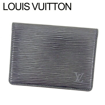 【中古】 ルイ ヴィトン LOUIS VUITTON 定期入れ パスケース レディース メンズ 可 ポルト 2カルト ヴェルティカル エピ ブラック PVC×レザ- 人気 良品 T6466 .