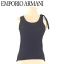 【スプリングセール30％OFF】エンポリオ アルマーニ EMPORIO ARMANI タンクトップ ニット レディース ♯38サイズ 肩リボン ブラック ネイビー ヴィスコースVI 80%ポリエステルPL 20% 【エンポリオ アルマーニ】 L1989 【中古】