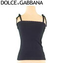 【スプリングセール30％OFF】ドルチェ&ガッバーナ DOLCE&GABBANA キャミソール インナー レディース ♯38サイズ ドルガバ ブラック シルバー コットンCO 100% 【ドルチェ&ガッバーナ】 T13924 【中古】