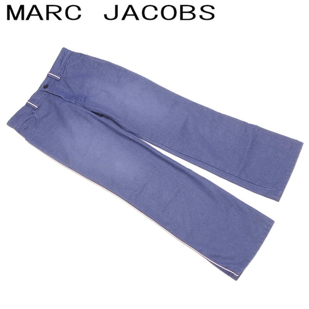 【スプリングセール30％OFF】マーク ジェイコブス MARC JACOBS ジーンズ セミワイド パンツ レディース ♯4サイズ カラーライン入リ ブルー ピンク ブラック コットン綿60%ポリエステル40% 【マーク ジェイコブス】 T4748 【中古】