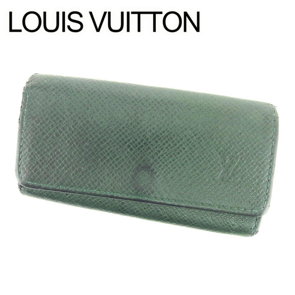 【スプリングセール30％OFF】ルイ ヴィトン LOUIS VUITTON キーケース 4連キーケース メンズ可 ミュルティクレ4 グリーン タイガレザー 【ルイ・ヴィトン】 T6550 【中古】