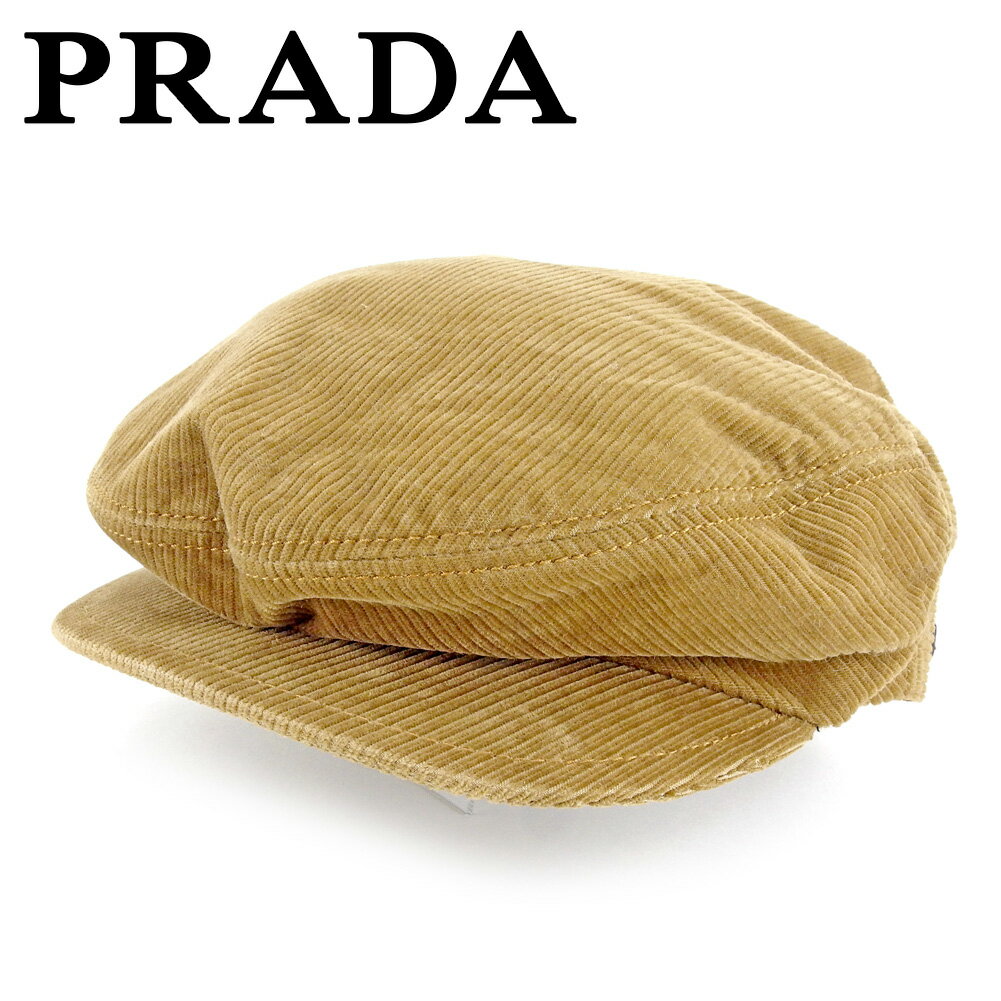 【スプリングセール30％OFF】プラダ PRADA 帽子 ハンチング帽 レディース メンズ 可 ライトブラウン 綿 【プラダ】 T6620 【中古】