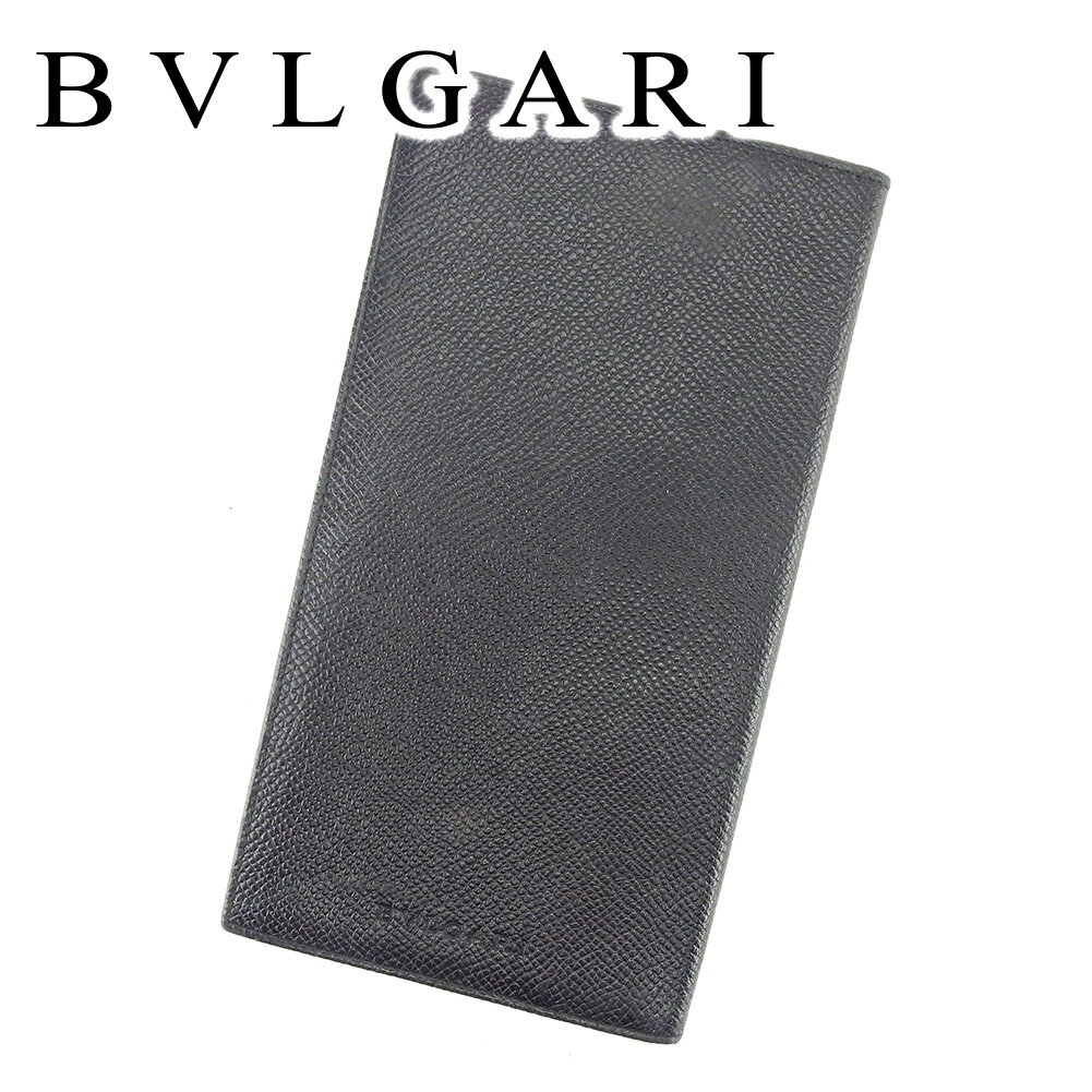 【スプリングセール30％OFF】ブルガリ 長札入れ 長財布 ブラック レザー BVLGARI 【ブルガリ】 t6659s 【中古】