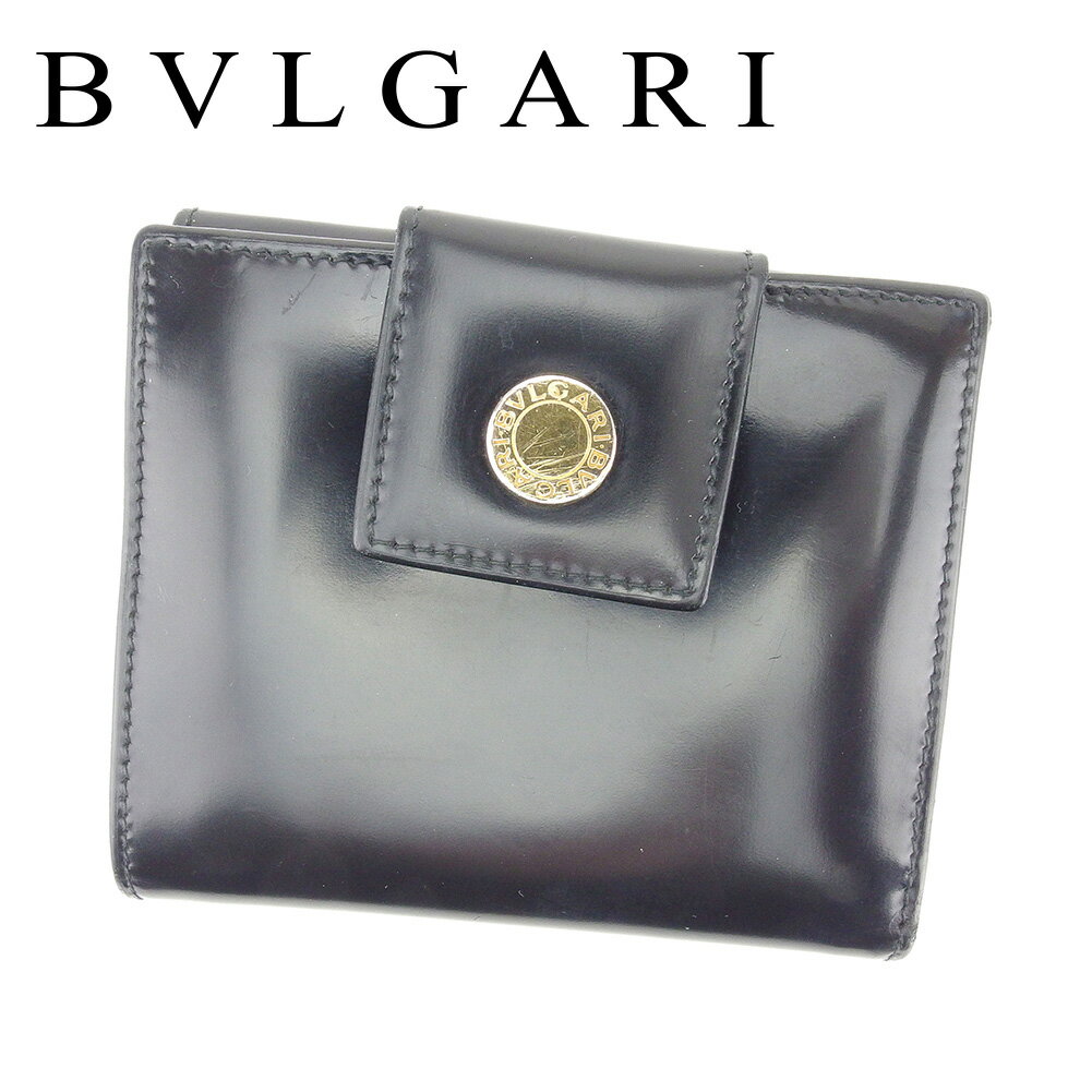 【スプリングセール30％OFF】ブルガリ Wホック 財布 二つ折り 財布 ブルガリブルガリ ブラック レザー BVLGARI 【ブルガリ】 t6675s 【中古】