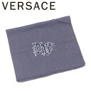 【春の大感謝祭 30％OFF】ヴェルサーチ VERSACE マフラー フリンジ付き レディース メンズ 可 ストール グレー 灰色 ブラック シルバー ウール100% 【ヴェルサーチ】 T5903 【中古】