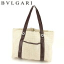 【スプリングセール】ブルガリ トートバッグ バック ワンショルダー ロゴマニア ベージュ ブラウン キャンバス×レザー BVLGARI 【ブルガリ】 t6710...
