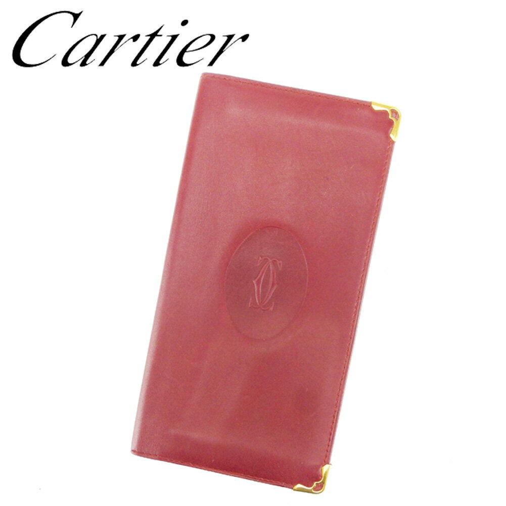 【スプリングセール30％OFF】カルティエ Cartier 長札入れ 長財布 レディース メンズ 可 ボルドー レザー 【カルティエ】 T6726 【中古】