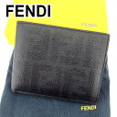 【春の大感謝祭 30％OFF】フェンディ 二つ折り 財布 ズッカ ブラック PVC×レザー FENDI 二つ折りサイフ 財布 サイフ 収納ブランド財布 ユニセックス 小物 【フェンディ】 T6751 【中古】