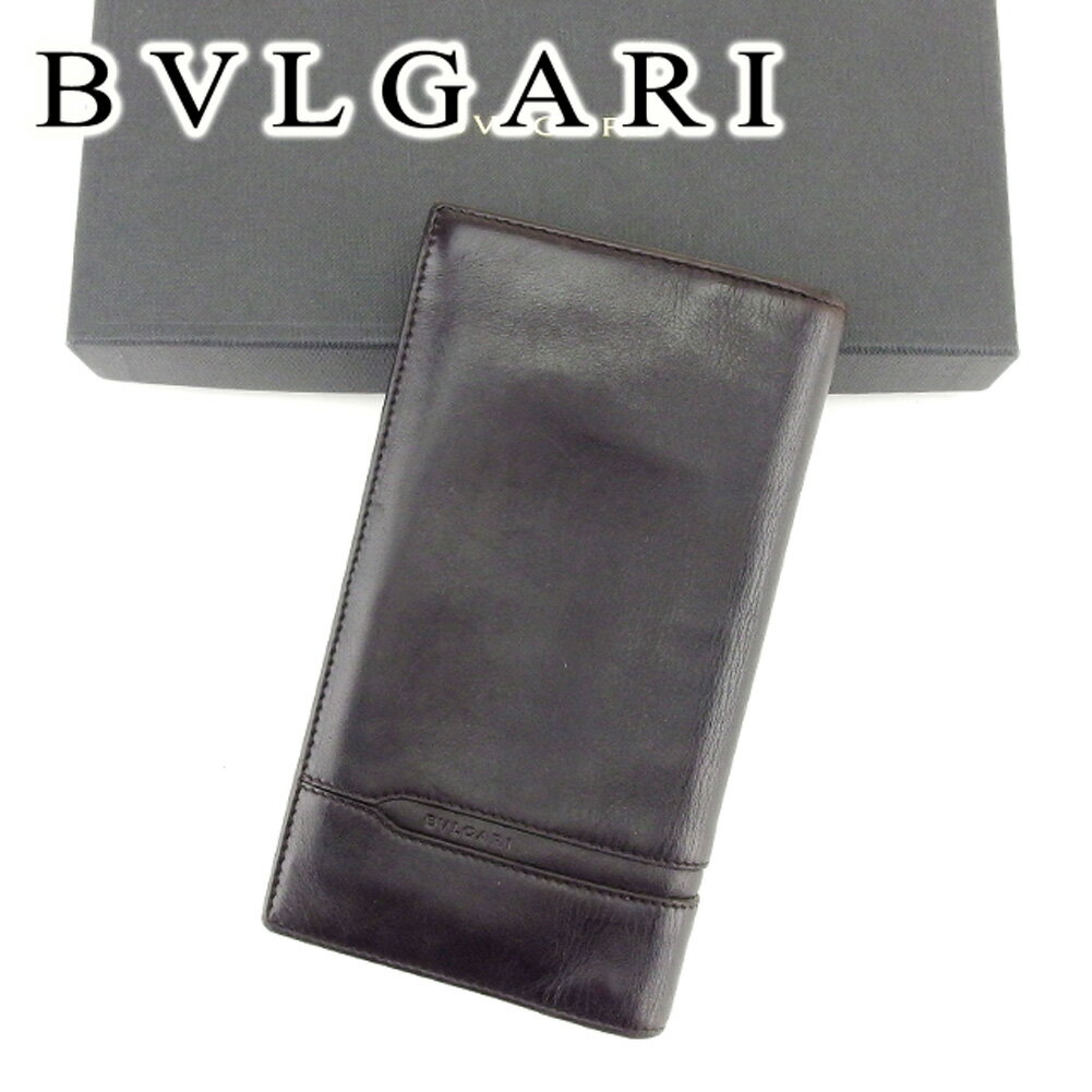 【スプリングセール30％OFF】ブルガリ 長財布 財布 ファスナー付き オクト ブラウン シルバー レザー BVLGARI 長サイフ サイフ 収納ブランド財布 ユニセックス 小物 【ブルガリ】 T6779 【中古】