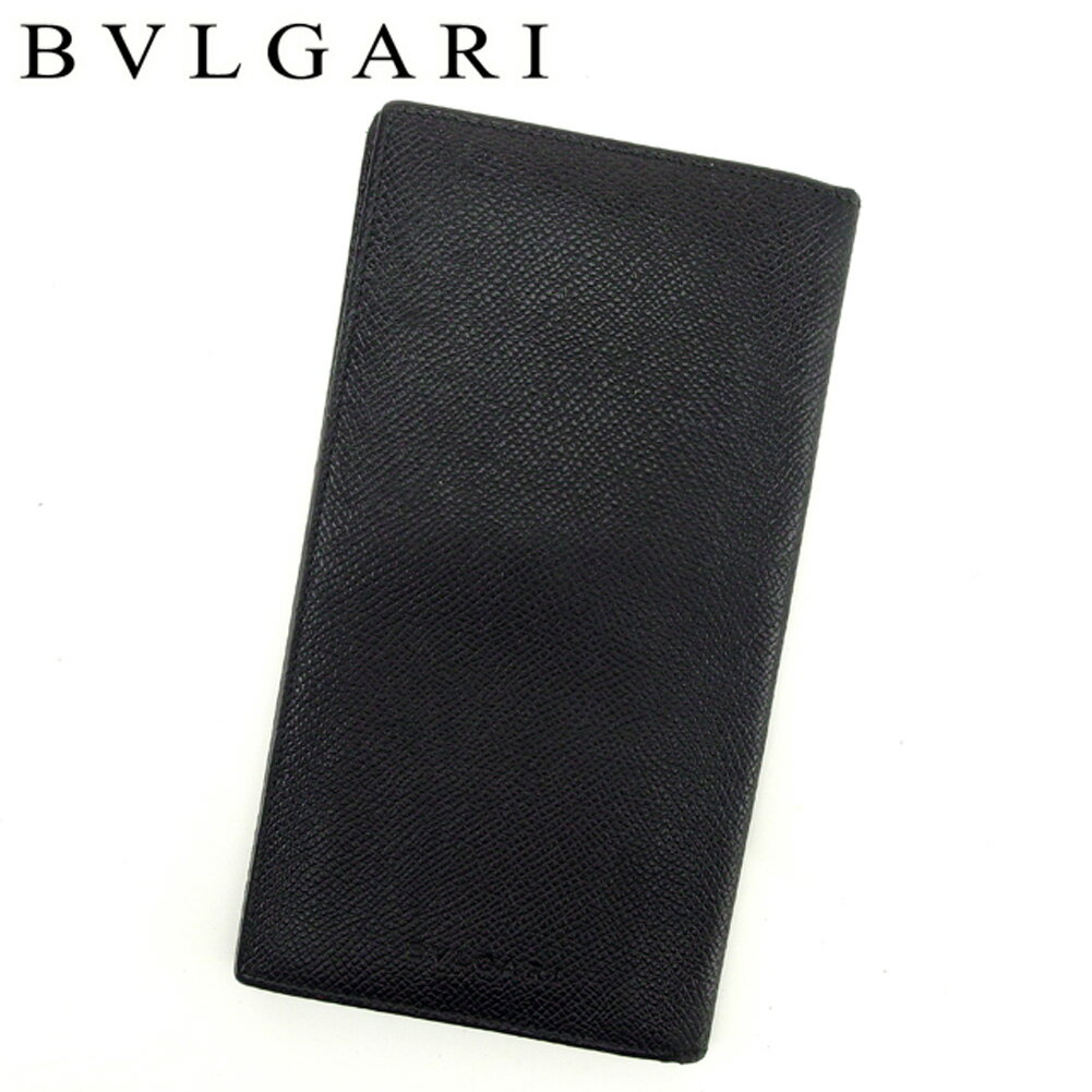 【スプリングセール30％OFF】ブルガリ 長札入れ 札入れ クラシコ ブラック カーフレザー BVLGARI 【ブルガリ】 t6791s 【中古】