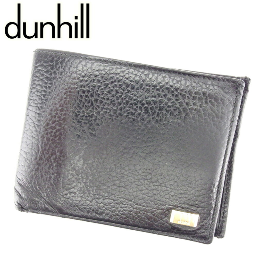 【スプリングセール30％OFF】ダンヒル 二つ折り 財布 コンノート ブラック ゴールド レザー dunhill 【ダンヒル】 t6834s 【中古】