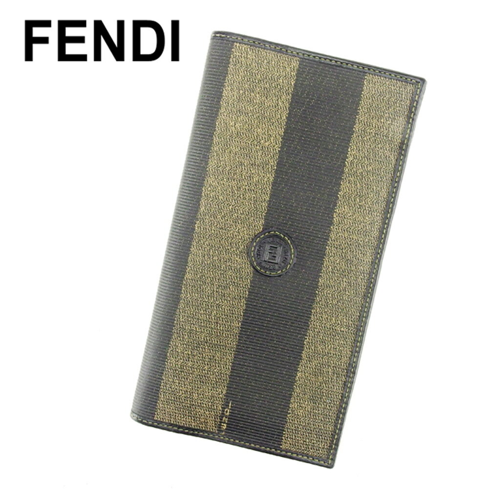 【スプリングセール30％OFF】フェンディ 長札入れ 長財布 ペカン ブラック ベージュ PVC×レザー FENDI 【フェンディ】 t6868s 【中古】