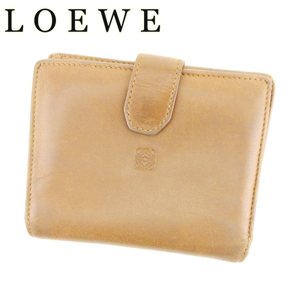 【スプリングセール30％OFF】ロエベ Wホック 財布 二つ折り 財布 アナグラム ブラウン レザー LOEWE 【ロエベ】 t6905s 【中古】