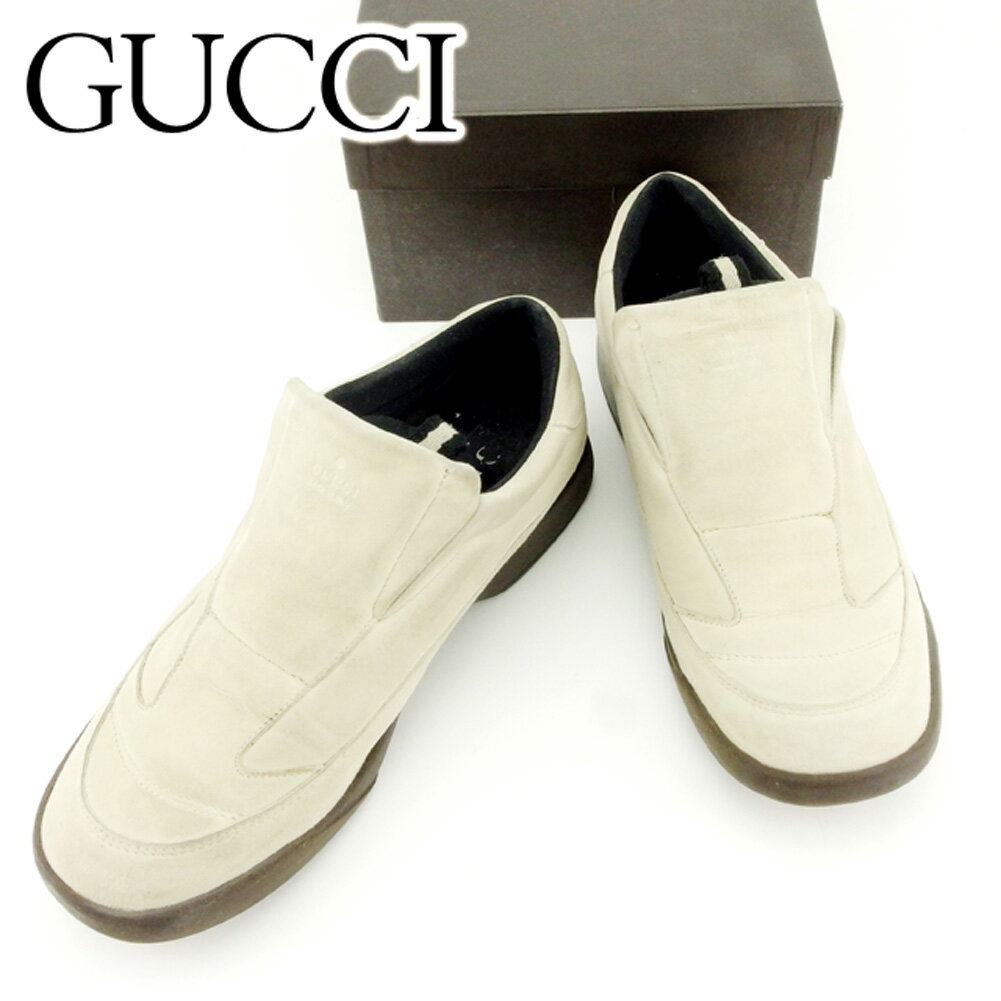 【スプリングセール30％OFF】グッチ スリッポン シューズ 靴 #37 ベージュ スエード Gucci 【グッチ】 t6913s 【中古】