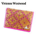【スプリングセール】ヴィヴィアン ウエストウッド 定期入れ ケース パスケース オーブ ブラウン ピンク レザー Vivienne Westwood t6915...