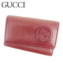 【スプリングセール】グッチ キーケース 6連キーケース ダブルG インターロッキングG ボルドー シルバー レザー GUCCI 【グッチ】 t6948s 【中古...