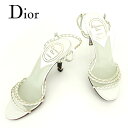 【冬SALE30%OFFクーポン】ディオール Dior サンダル シューズ 靴 レディース ♯3ハーフ スリングバック ホワイト 白 ゴールド レザー 【ディオール】 T6967 【中古】