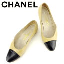 【春の大感謝祭 30％OFF】シャネル CHANEL パンプス シューズ 靴 レディース ♯6 ラウンドトゥ ベージュ ブラック レザー T7006 ブランド 【中古】