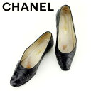 【春の大感謝祭 30％OFF】シャネル CHANEL パンプス シューズ 靴 メンズ可 ♯36 マトラッセ ブラック レザー T7010 ブランド 【中古】