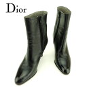 【スプリングセール】ディオール ブーツ シューズ 靴 ♯4 CDマーク ショート ブラック レザー Dior 【ディオール】 t7136s 【中古】