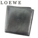 【春の大感謝祭 30％OFF】ロエベ 二つ折り 財布 アナグラム ブラック ラムレザー LOEWE 二つ折りサイフ 財布 サイフ 収納ブランド財布 ユニセックス 小物 【ロエベ】 T7140 【中古】