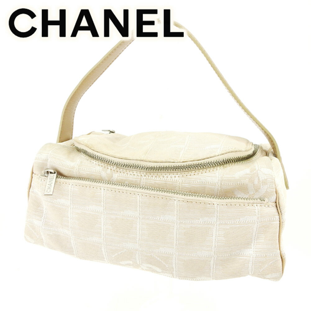 【スプリングセール30％OFF】シャネル CHANEL バニティ 化粧ポーチ レディース ベージュ キャンバス×レザー 【シャネル】 T7157 【中古】