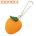 【春の大感謝祭 30％OFF】エルメス HERMES キーホルダー キーリング レディース メンズ 可 オレンジ レザー×シルバー素材 【エルメス】 T7162 【中古】