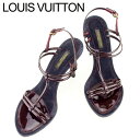 【春の大感謝祭 30％OFF】ルイ ヴィトン サンダル シューズ 靴 #37サイズ ブラウン ブラック エナメルレザー Louis Vuitton 【ルイ・ヴィトン】 t7184s 【中古】