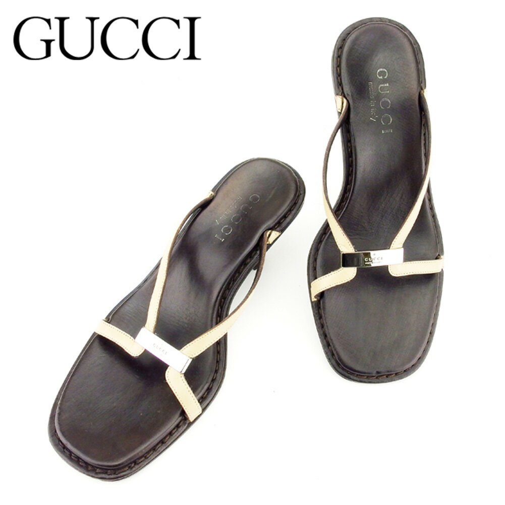 【スプリングセール30％OFF】グッチ サンダル シューズ 靴 #34ハーフ ブラウン ベージュ レザー Gucci 【グッチ】 t7215s 【中古】